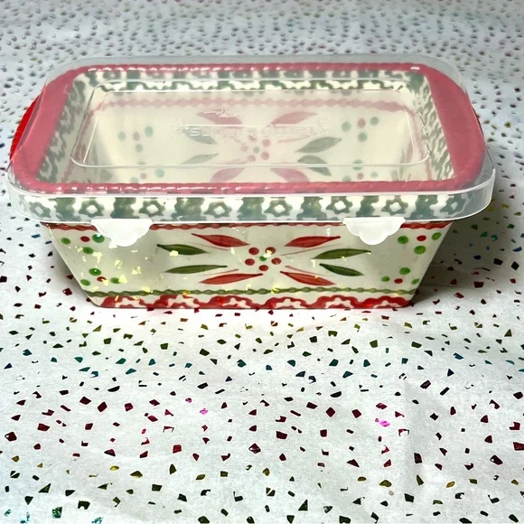 Temptations "Old World" Ceramic Loaf Baking Dish & Plastic Lid - Picture 2 of 6